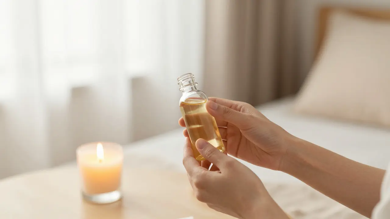 Ruční péče s přírodním olejem a svíčkou pro domácí relaxaci